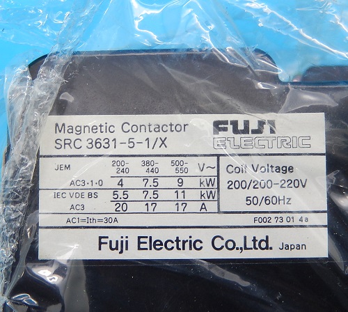 SRC3631-5-1/X AC200V 電磁接触器 富士電機 ランクS中古品 / FA SRC3631-5-1/X AC200V 電磁接触器 富士電機 ランクS中古品 / FA